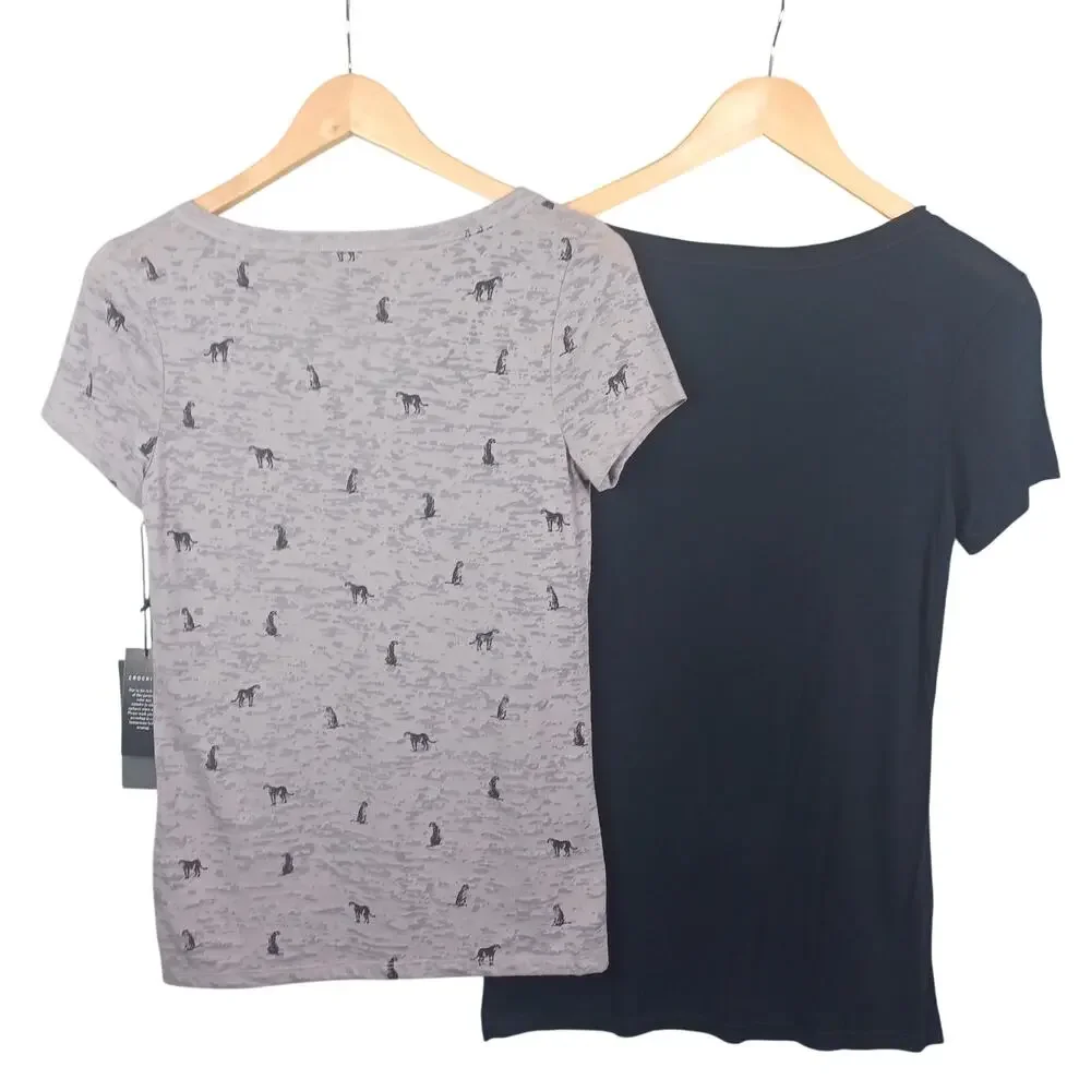 Rock & Republic V-neck Top Lot of Two XS Studded Burnout Grunge Gothic Black NWT